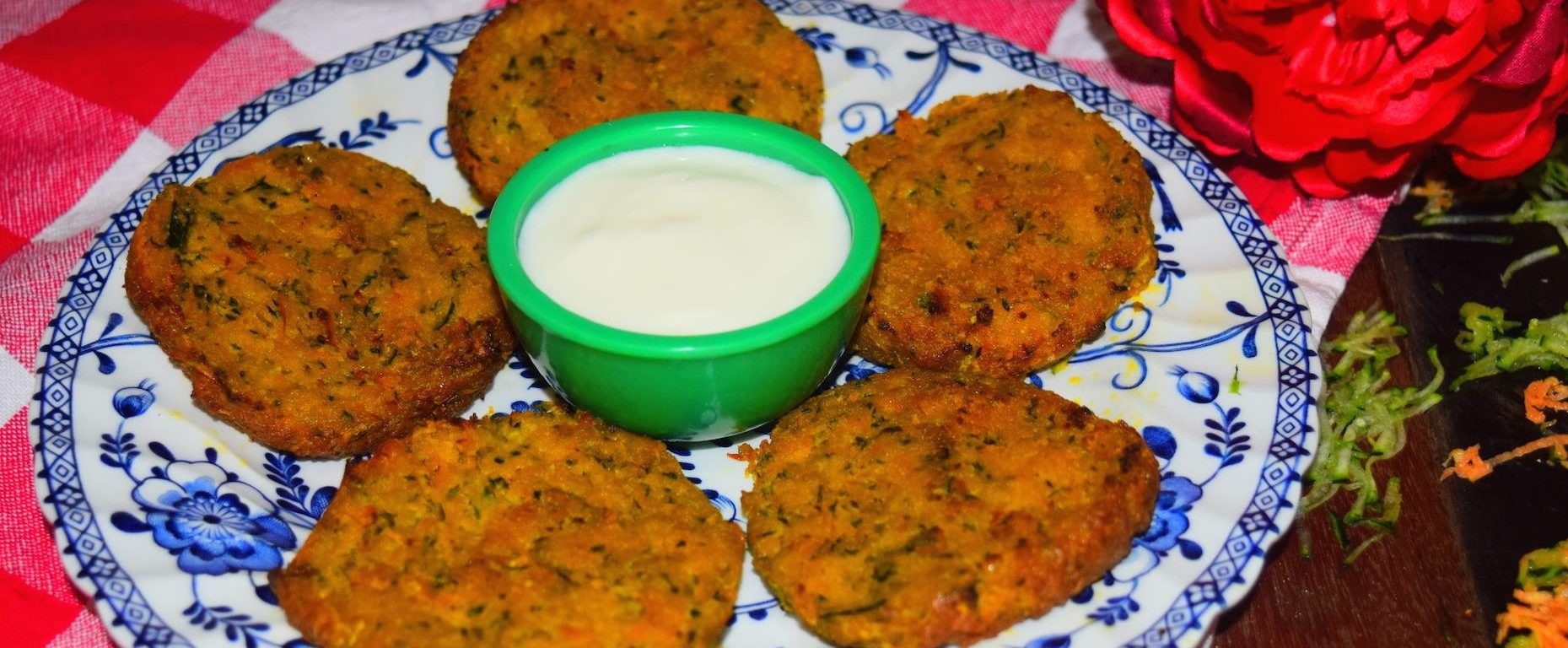 Healthy sweet potato and zucchini/courgette fritters recipe from MyNutriCounter